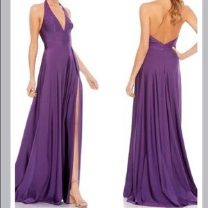 Halter Neck Satin A-Line Gown